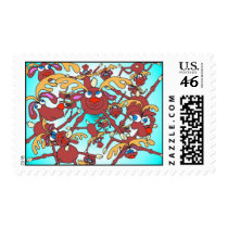 raining reindeer postage