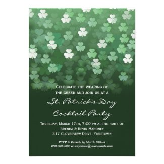 Raining Shamrocks St Patricks Day Party Invitation