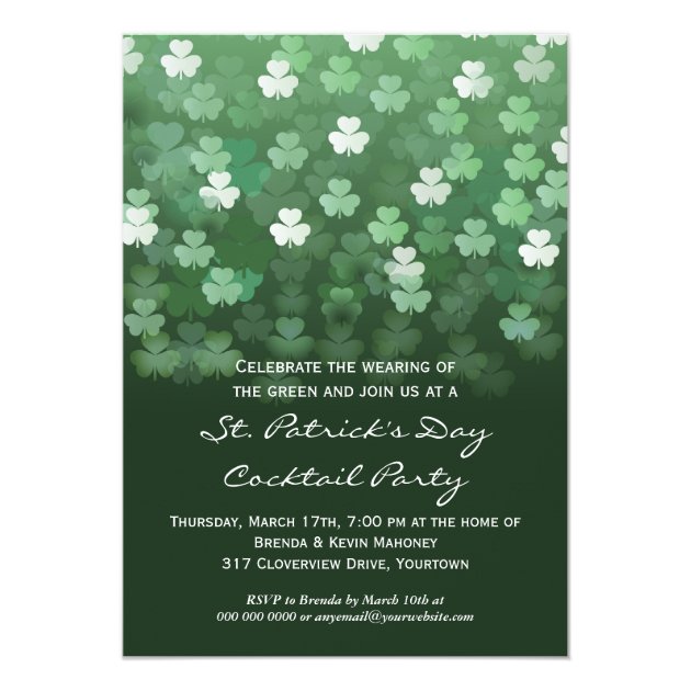 Raining Shamrocks St Patricks Day Party Invitation (front side)