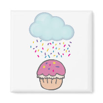 Raining Sprinkles on Cupcake Refrigerator Magnet