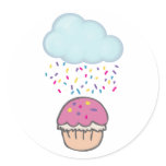 Raining Sprinkles on Cupcake Round Sticker