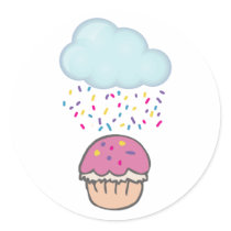 Raining Sprinkles on Cupcake stickers by cupcakewear Raining Sprinkles on Cupcake stickers