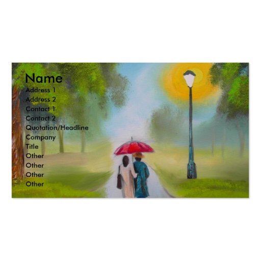 RAINY DAY COUPLE UMBRELLA PAINTING BUSINESS CARD TEMPLATE