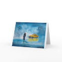 RAINY DAY COUPLE YELLOW TAXI CAB card