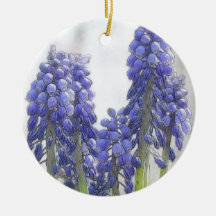 Rainy Day Grape Hyacinths Christmas Tree Ornament