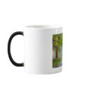 Rainy day red tram romantic couple umbrella mug