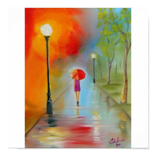 RAINY DAY RED UMBRELLA print