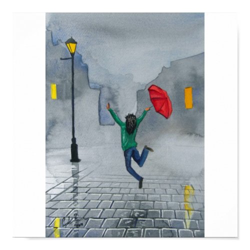 RAINY DAY RED UMBRELLA print