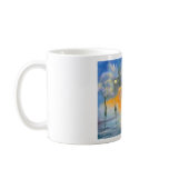 Rainy day red umbrella romantic couple walk coffee mug
