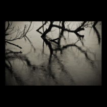 Rainy day reflection sepia print posters