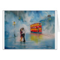 RAINY DAY ROMANTIC COUPLE TRAM romantic couple card