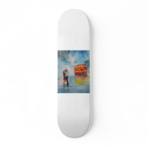 RAINY DAY ROMANTIC COUPLE TRAM romantic couple Skate Board Deck