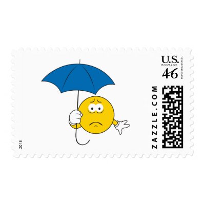 Rainy Day Smiley Face Postage by doonidesigns