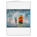 RAINY DAY UMBRELLA RED TRAM romantic couple card