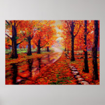 Rainy Maple Road Posters