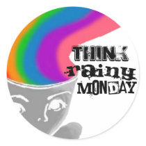 Rainy Monday Think Happy Thoughts Sticker