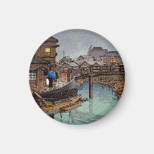 Rainy Season at Ryoshimachi Shinagawa Kawase Hasui Refrigerator Magnet