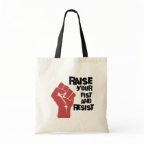 Raise your fist and resist tote bag