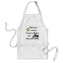 Raised a Soldier and sleep with a Biker aprons by militaryarmy Raised a Soldier and sleep with a Biker aprons