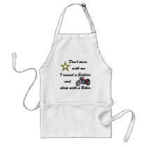 Raised a Soldier and sleep with a Biker aprons by militaryarmy Raised a Soldier and sleep with a Biker aprons