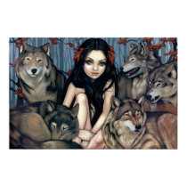 Raised by Wolves fantasy wolf dog Art Print by strangeling Raised by Wolves fantasy wolf dog Art Print