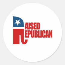 RAISED REPUBLICAN - ROUND STICKER