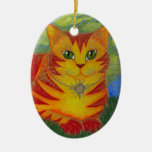 Rajah Golden Gold Sun Cat Fantasy Art Ornament ornaments