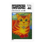 Rajah Golden Gold Sun Cat Fantasy Art Postage stamps