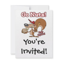 rally squirrel go nuts baseball cartoon invitations