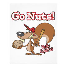 rally squirrel go nuts baseball cartoon custom invites