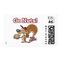 rally squirrel go nuts baseball cartoon stamp