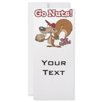 rally squirrel go nuts baseball cartoon rack card design