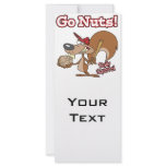rally squirrel go nuts baseball cartoon rack card design