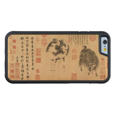 Ram Sheep Goat Year Chinese Painting Wood case