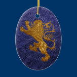 Rampant Lion - gold on blue ornaments