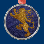 Rampant Lion - gold on blue ornaments