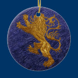 Rampant Lion - gold on blue ornaments