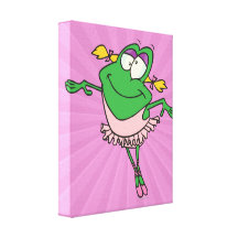 rana tonta linda del froggy del ballet de la baila lienzo envuelto para galerias