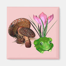 Rana y Toadstool Imán De Nevera