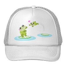 Ranas lindas - mamá del kawaii y dibujo animado de gorras de camionero