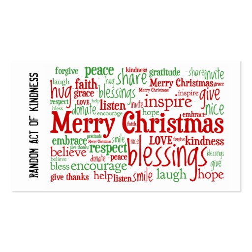 Random Act of Kindness Christmas Cards Business Card Template