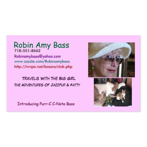RANDOM CATS IN HAIRBALL ALLEY BUSINESS CARD (front side)