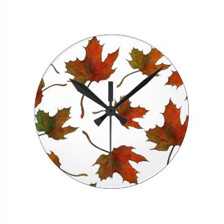 Random Maple Leaves: Color Pencil Art: Fall Wallclock