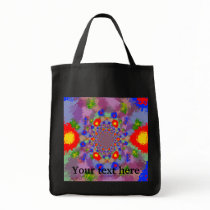 Random multicolored kaleidoscopic flames tote bags