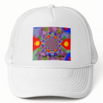 Random multicolored kaleidoscopic flames mesh hats