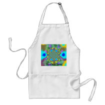 Random multicolored kaleidoscopic flames in blue aprons