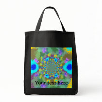 Random multicolored kaleidoscopic flames in blue bag