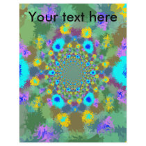 Random multicolored kaleidoscopic flames in blue flyers
