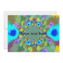 Random multicolored kaleidoscopic flames in blue announcements