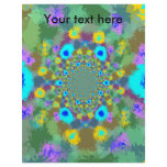 Random multicolored kaleidoscopic flames in blue letterhead